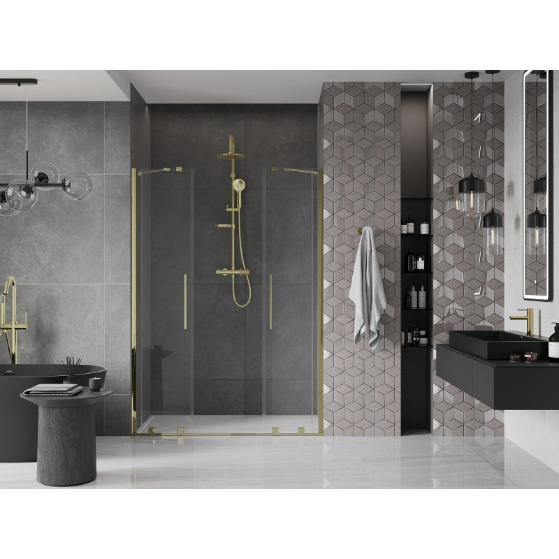 Mexen Velar Duo 150 cm Sliding Shower Doors, Transparent, Gold - 871-150-000-02-50