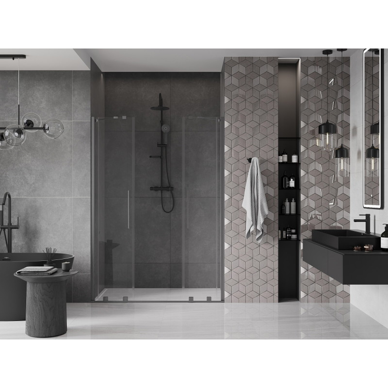 Mexen Velar Duo sliding shower doors 140 cm, transparent, gun gray brushed - 871-140-000-02-66