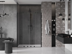 Mexen Velar Duo sliding shower door 150 cm, transparent, black - 871-150-000-02-70
