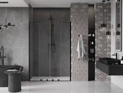 Mexen Velar Duo sliding shower doors 160 cm, transparent, black - 871-160-000-02-70