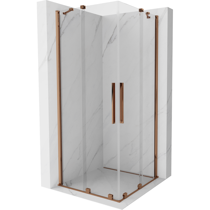 Mexen Velar Duo extendable shower cubicle 100 x 100 cm, transparent, Rose gold - 871-100-100-02-60