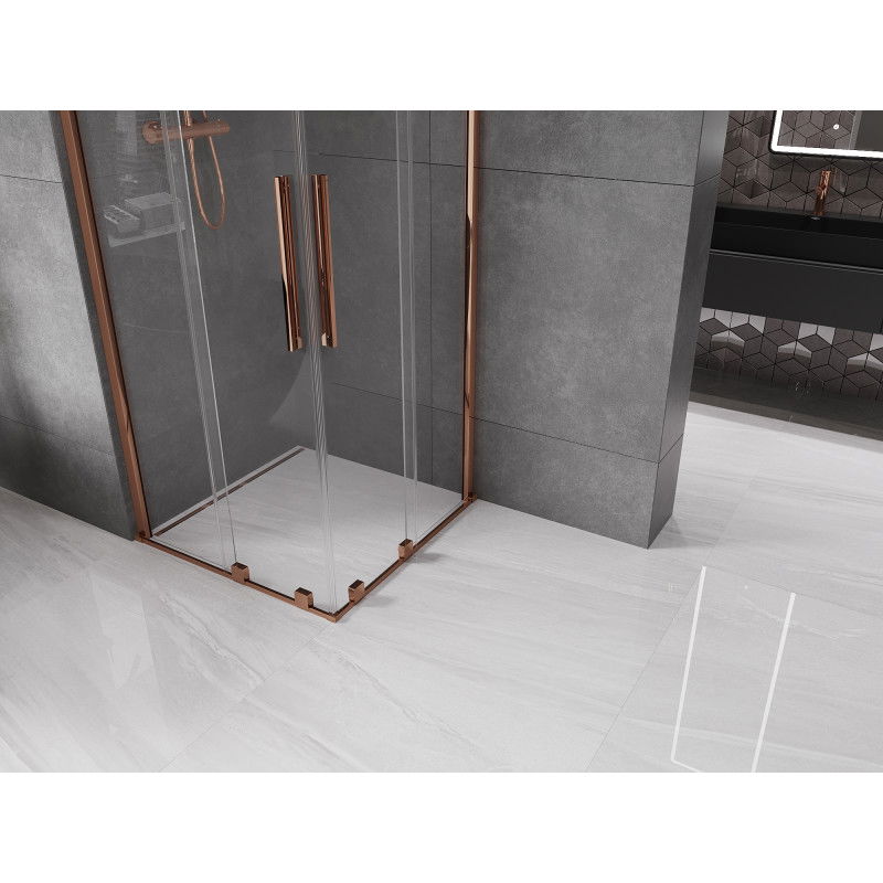 Mexen Velar Duo sliding shower cabin 100 x 100 cm, transparent, rose gold - 871-100-100-02-60