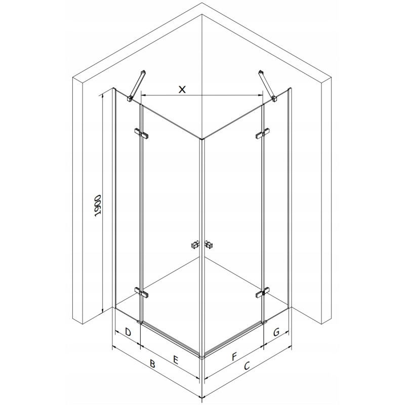 Mexen Roma Duo hinged shower enclosure 90 x 70 cm, transparent, chrome - 854-090-070-02-00