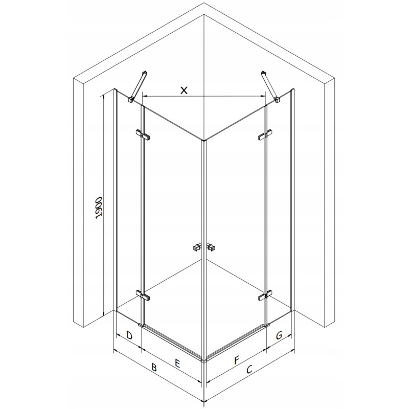 Mexen Roma Duo 100 x 90 cm Swing Shower Cabin, Transparent, Chrome - 854-100-090-02-00