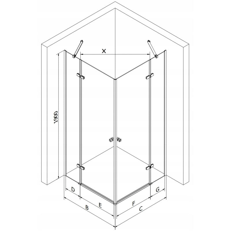 Mexen Roma Duo shower cabin with hinged doors 100 x 100 cm, transparent, gold + Flat tray - 854-100-100-50-02-4010G