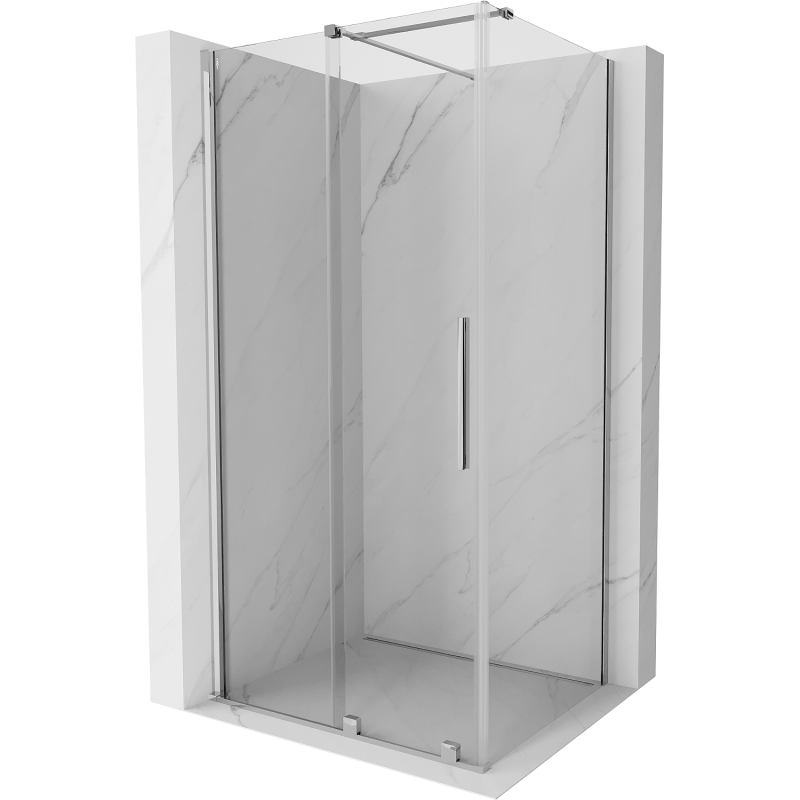 Mexen Velar extendable shower cubicle 90 x 75 cm, transparent, chrome - 871-090-075-01-01