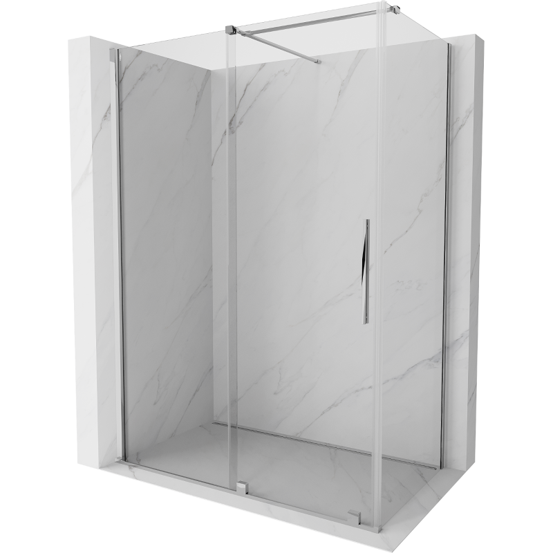 Mexen Velar extendable shower cubicle 130 x 70 cm, transparent, chrome - 871-130-070-01-01