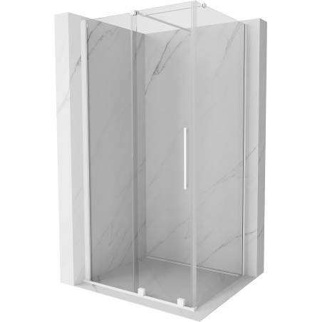 Mexen Velar extendable shower cubicle 90 x 80 cm, transparent, white - 871-090-080-01-20