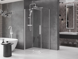 Mexen Velar sliding shower cabin 90 x 80 cm, transparent, white - 871-090-080-01-20