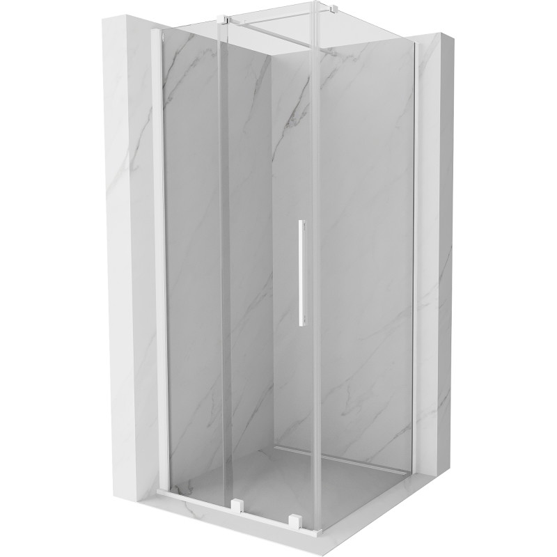 Mexen Velar 90 x 90 cm sliding shower enclosure, transparent, white - 871-090-090-01-20