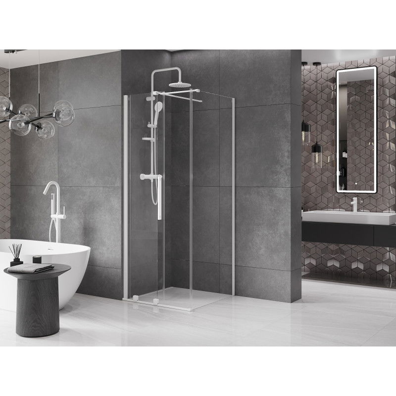 Mexen Velar sliding shower enclosure 120 x 120 cm, transparent, white - 871-120-120-01-20