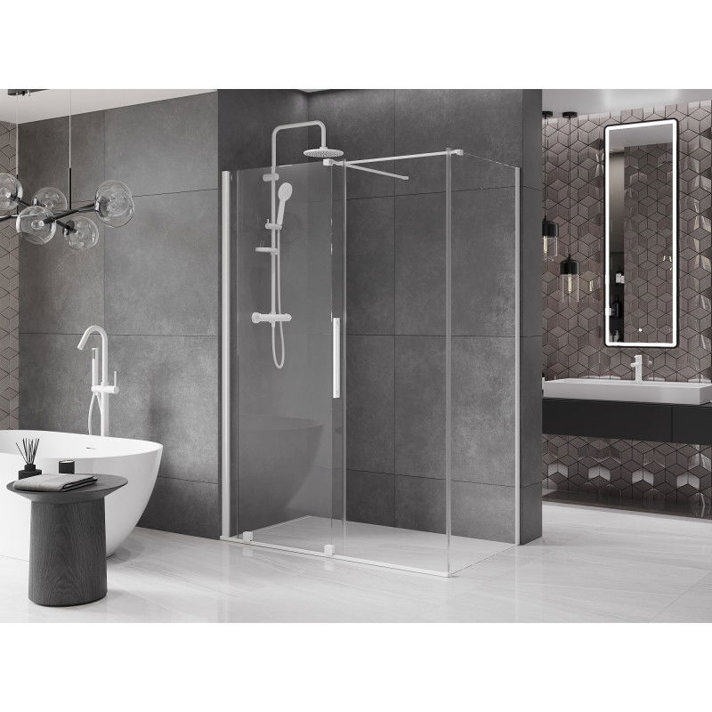Mexen Velar 130 x 70 cm Sliding Shower Enclosure, Transparent, White - 871-130-070-01-20
