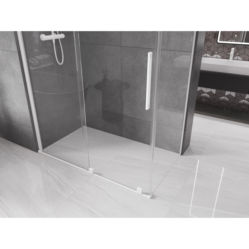 Mexen Velar sliding shower enclosure 150 x 80 cm, transparent, white - 871-150-080-01-20