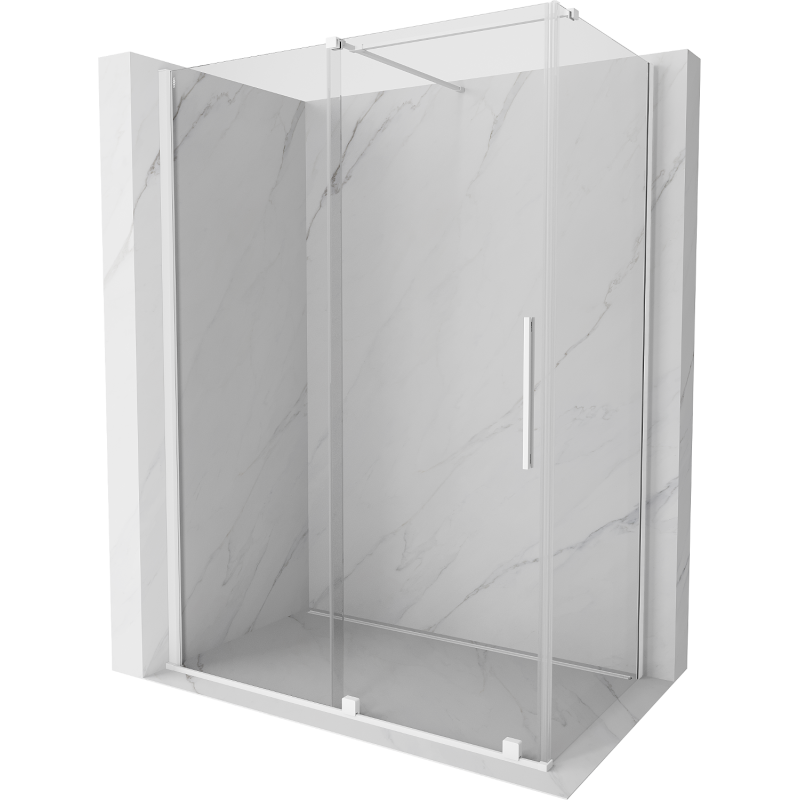 Mexen Velar extendable shower cubicle 150 x 85 cm, transparent, white - 871-150-085-01-20
