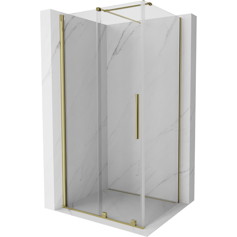 Mexen Velar extendable shower cubicle 100 x 70 cm, transparent, gold - 871-100-070-01-50