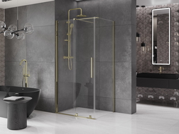 Mexen Velar extendable shower cubicle 120 x 90 cm, transparent, gold - 871-120-090-01-50