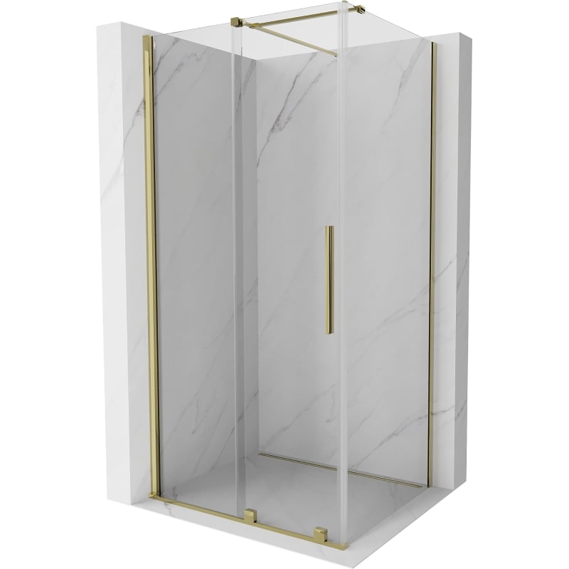 Mexen Velar sliding shower cabin 130 x 80 cm, transparent, gold - 871-130-080-01-50