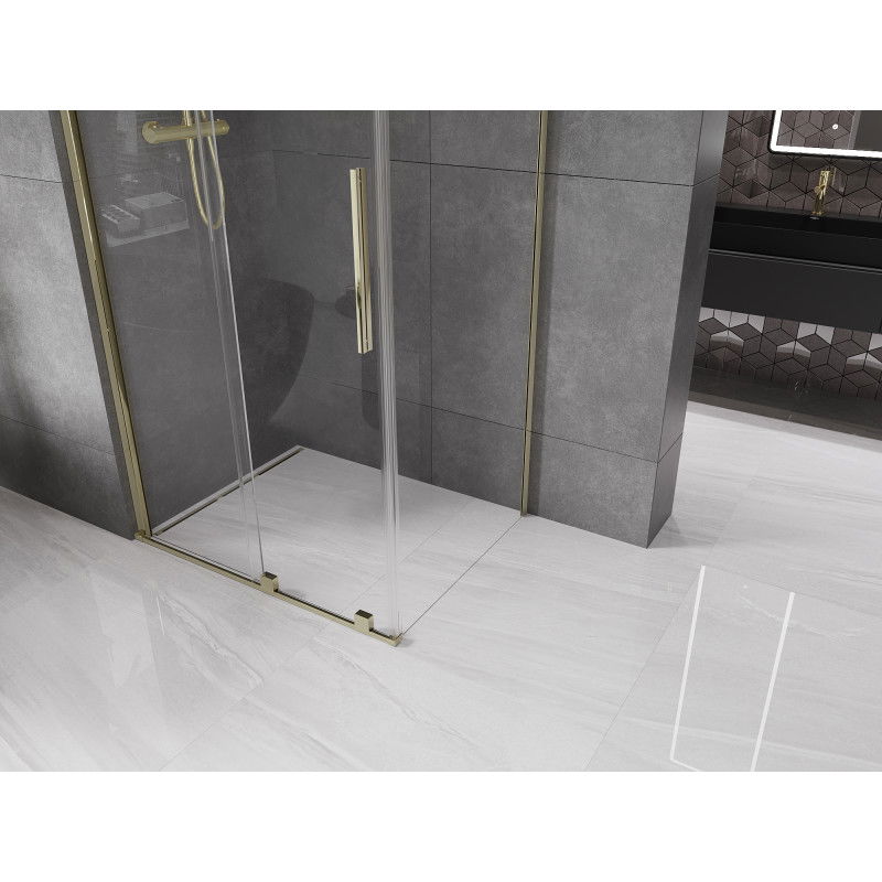 Mexen Velar sliding shower enclosure 140 x 100 cm, transparent, gold - 871-140-100-01-50