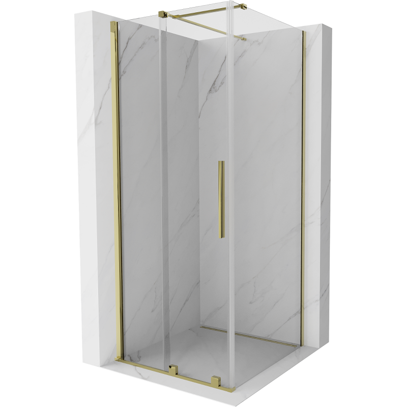 Mexen Velar extendable shower cubicle 100 x 100 cm, transparent, gold - 871-100-100-01-50