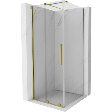 Mexen Velar extendable shower cubicle 100 x 100 cm, transparent, gold - 871-100-100-01-50