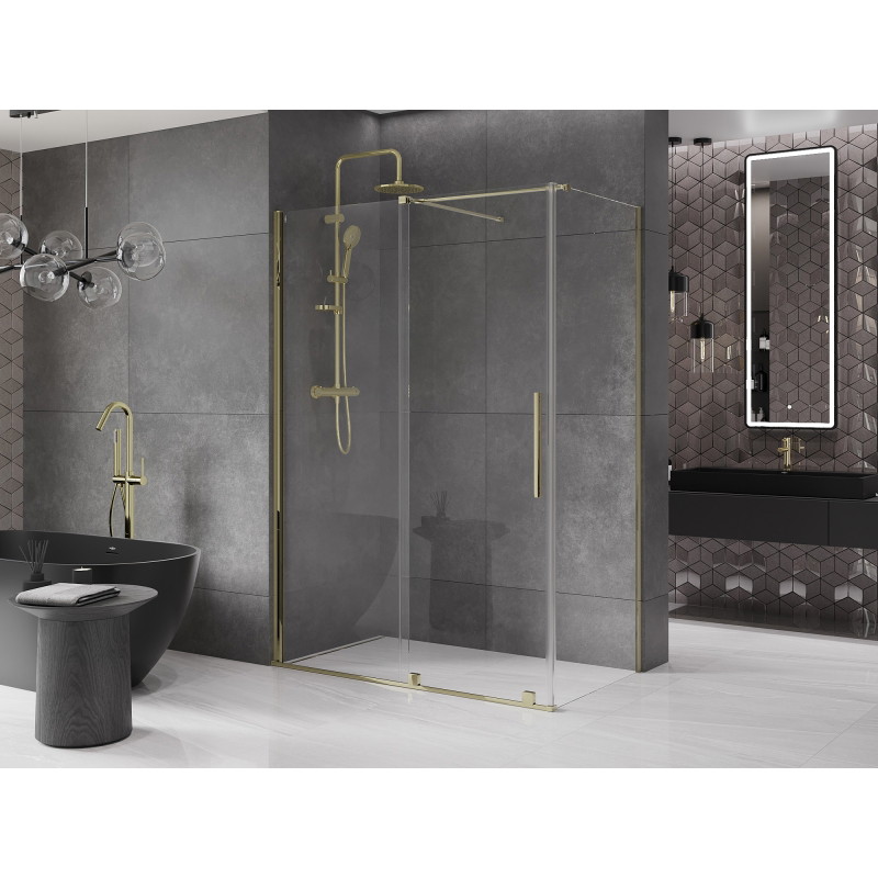 Mexen Velar sliding shower enclosure 130 x 75 cm, transparent, gold - 871-130-075-01-50