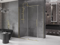 Mexen Velar sliding shower enclosure 130 x 75 cm, transparent, gold - 871-130-075-01-50