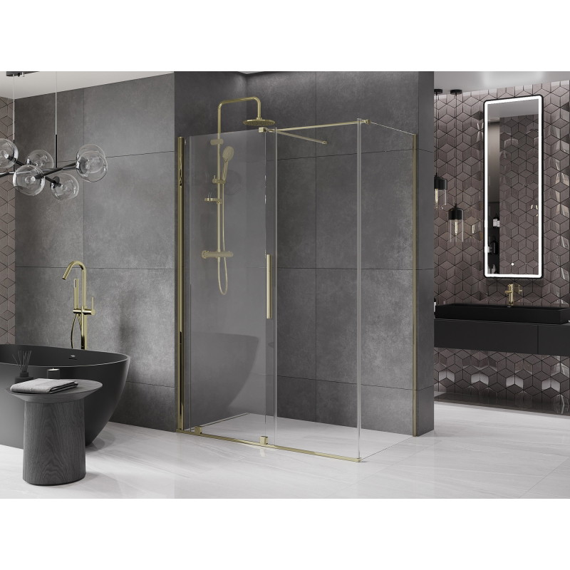 Mexen Velar sliding shower cabin 140 x 75 cm, transparent, gold - 871-140-075-01-50