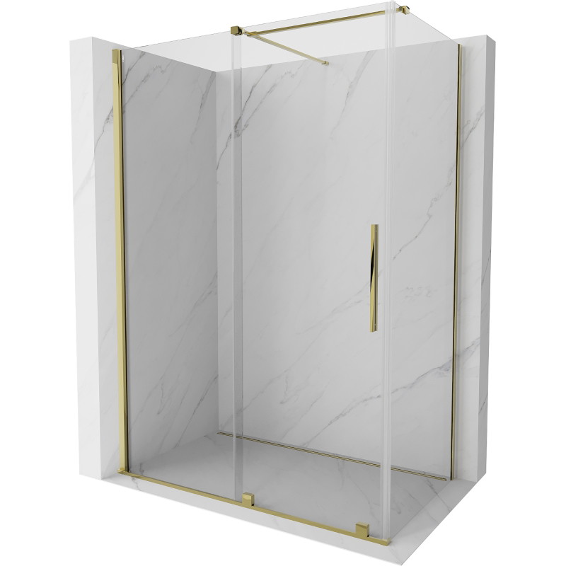 Mexen Velar sliding shower cabin 140 x 80 cm, transparent, gold - 871-140-080-01-50