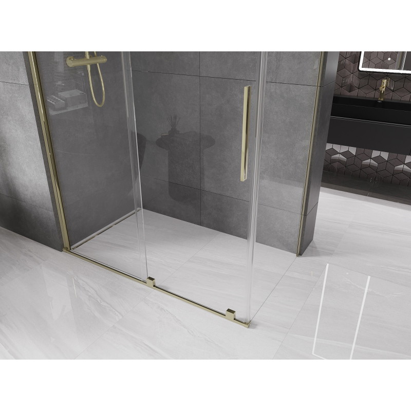Mexen Velar sliding shower cabin 140 x 85 cm, transparent, gold - 871-140-085-01-50