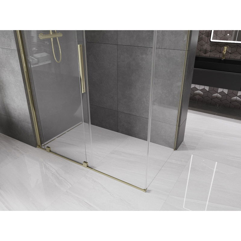 Mexen Velar 150 x 75 cm Sliding Shower Enclosure, Transparent, Gold - 871-150-075-01-50
