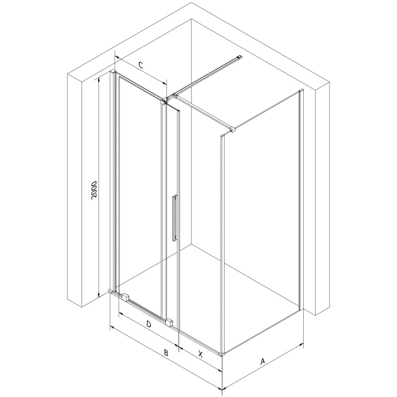 Mexen Velar sliding shower enclosure 150 x 75 cm, transparent, gold - 871-150-075-01-50