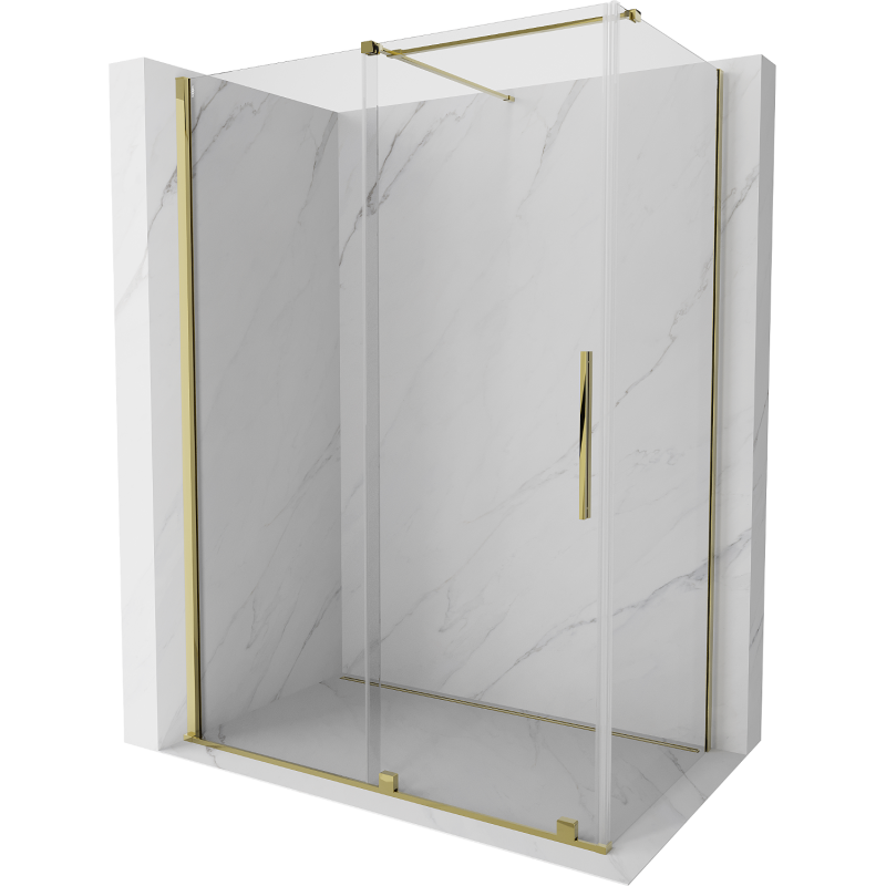 Mexen Velar extendable shower cubicle 150 x 85 cm, transparent, gold - 871-150-085-01-50