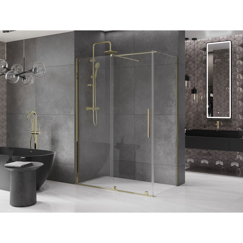 Mexen Velar sliding shower cabin 160 x 70 cm, transparent, gold - 871-160-070-01-50