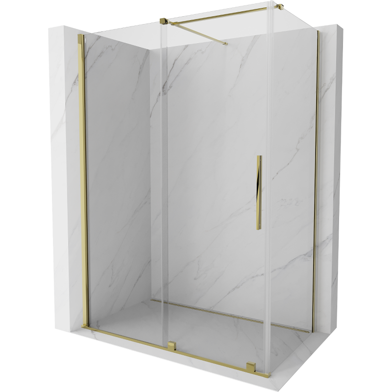 Mexen Velar extendable shower cubicle 160 x 90 cm, transparent, gold - 871-160-090-01-50