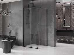 Mexen Velar extendable shower cubicle 100 x 80 cm, transparent, black - 871-100-080-01-70