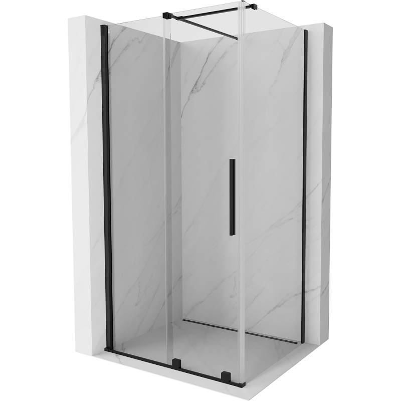 Mexen Velar extendable shower cubicle 110 x 100 cm, transparent, black - 871-110-100-01-70