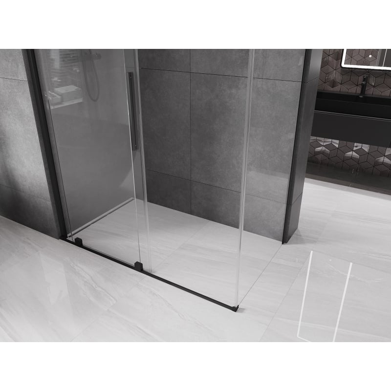 Mexen Velar sliding shower cabin 140 x 80 cm, transparent, black - 871-140-080-01-70