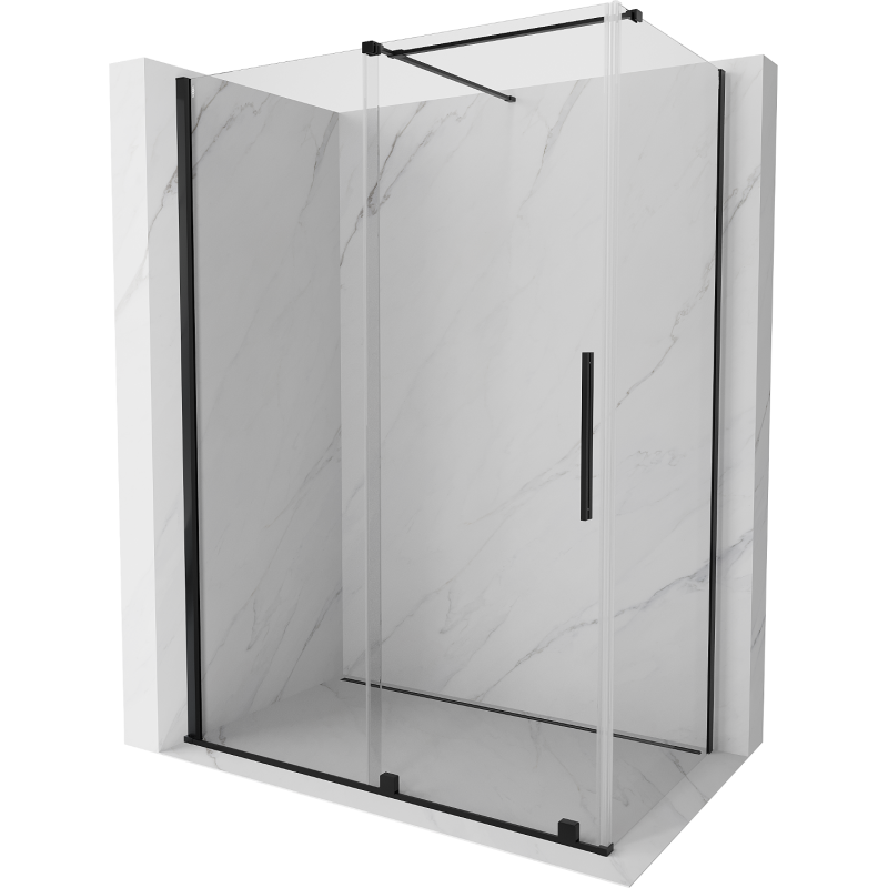 Mexen Velar extendable shower cubicle 150 x 70 cm, transparent, black - 871-150-070-01-70