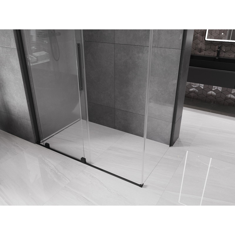 Mexen Velar 150 x 75 cm Sliding Shower Enclosure, Transparent, Black - 871-150-075-01-70