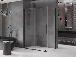 Mexen Velar Sliding Shower Enclosure 150 x 75 cm, Transparent, Black - 871-150-075-01-70