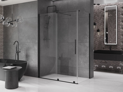 Mexen Velar extendable shower cubicle 160 x 85 cm, transparent, black - 871-160-085-01-70