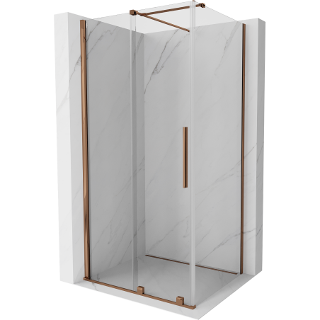 Mexen Velar 90 x 100 cm sliding shower cabin, transparent, rose gold - 871-090-100-01-60