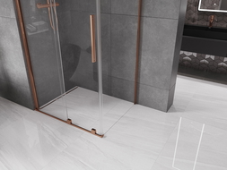 Mexen Velar extendable shower cubicle 90 x 100 cm, transparent, Rose gold - 871-090-100-01-60