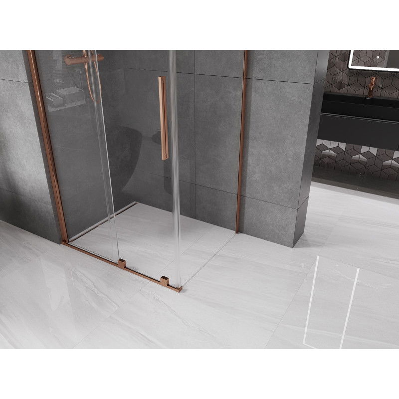 Mexen Velar sliding shower cabin 100 x 75 cm, transparent, pink gold - 871-100-075-01-60