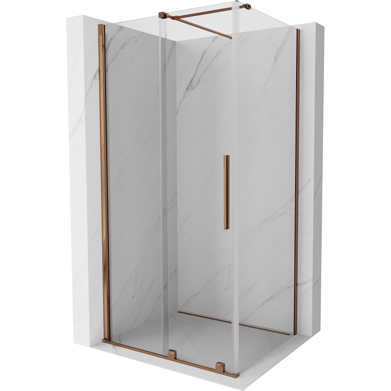Mexen Velar extendable shower cubicle 120 x 90 cm, transparent, Rose gold - 871-120-090-01-60