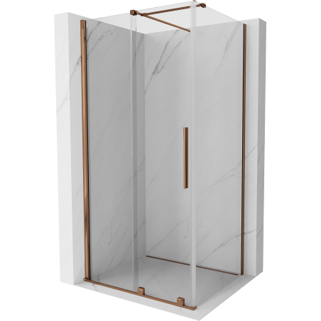 Mexen Velar extendable shower cubicle 120 x 90 cm, transparent, Rose gold - 871-120-090-01-60