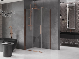 Mexen Velar extendable shower cubicle 120 x 90 cm, transparent, Rose gold - 871-120-090-01-60