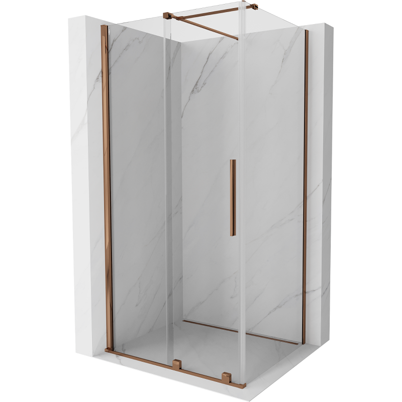 Mexen Velar extendable shower cubicle 130 x 85 cm, transparent, Rose gold - 871-130-085-01-60