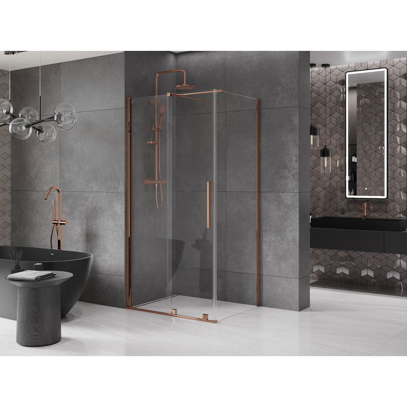 Mexen Velar sliding shower enclosure 130 x 85 cm, transparent, rose gold - 871-130-085-01-60