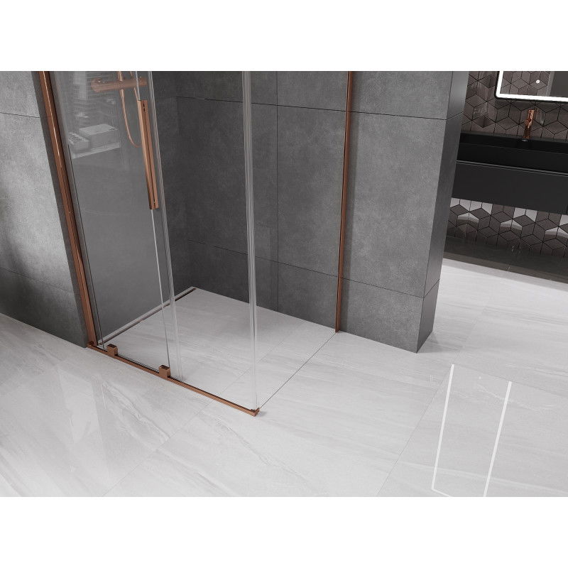 Mexen Velar sliding shower enclosure 150 x 100 cm, transparent, rose gold - 871-150-100-01-60
